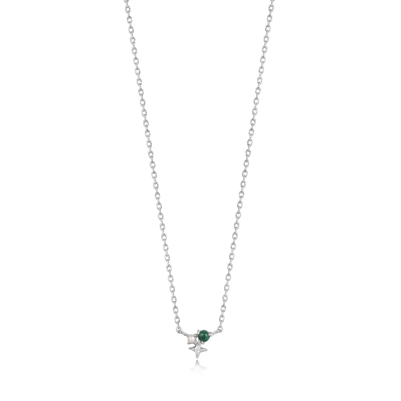 cubic zirconia necklace for wedding-Malachite Star Necklace