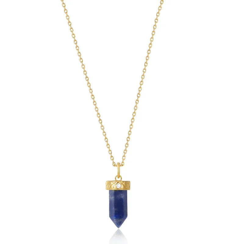 simple gold pendant necklace for layering-Lapis Point Pendant Necklace