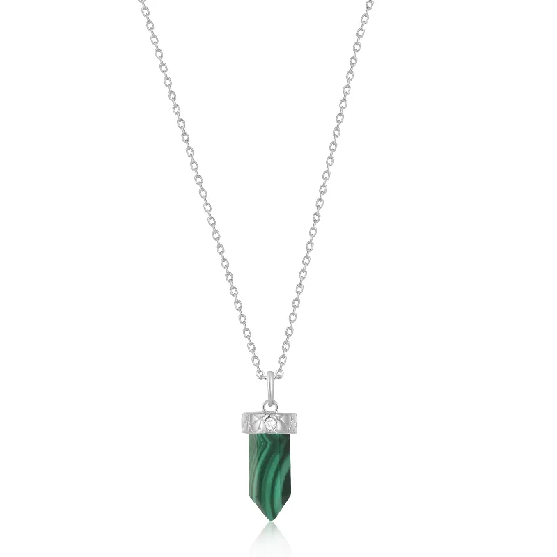 custom photo necklace for her-Malachite Point Pendant Necklace