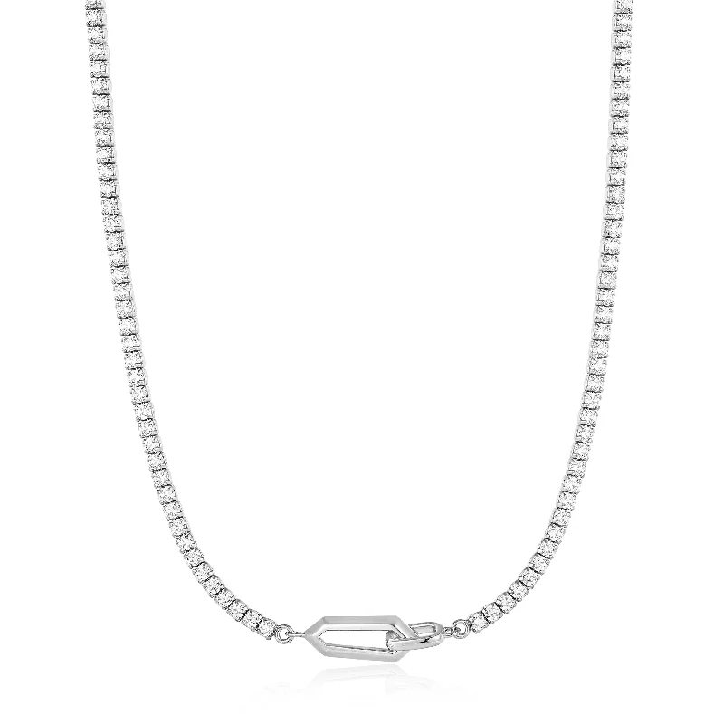 large statement necklace for women-SPARKLE CHAIN INTERLOCK NECKLACE