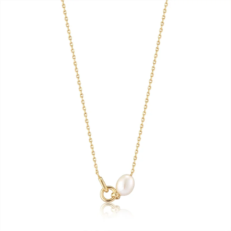 elegant gold coin necklace-Pearl Link Chain Necklace