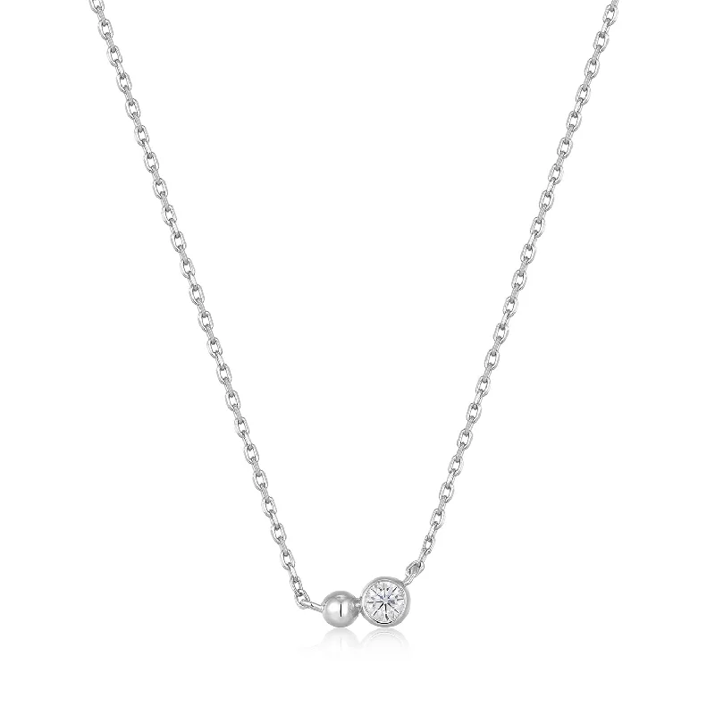 silver infinity charm necklace-Silver Orb Sparkle Pendant Necklace