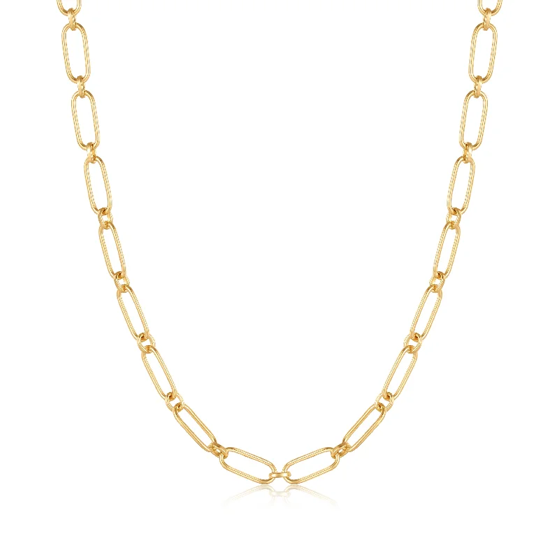 luxury chain necklace for women-Gold Cable Connect Chunky Chain Necklace