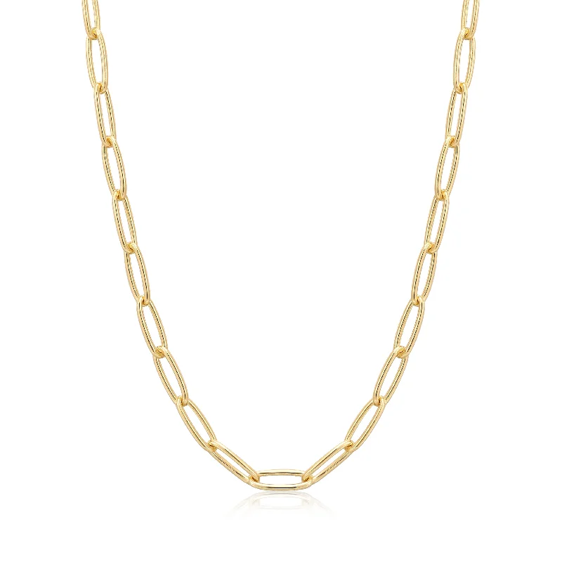 love knot necklace for women-Gold Paperclip Chunky Chain Necklace