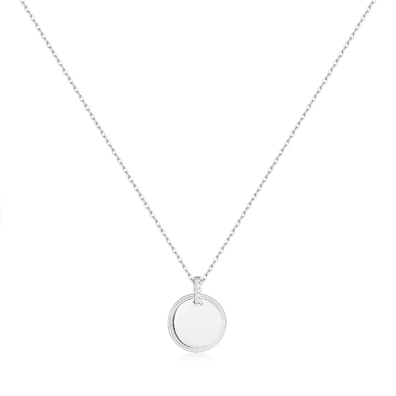 natural stone necklace for women-Silver Disc Pendant Necklace