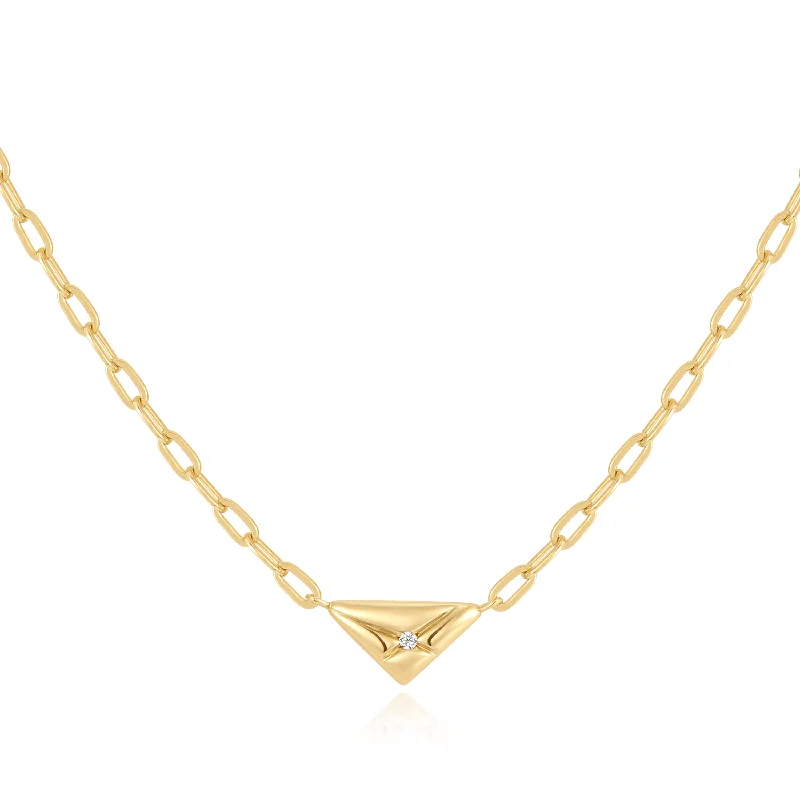 charm necklace with multiple pendants-Gold Triangle Necklace