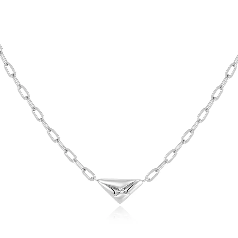 boho style pendant necklace-Silver Triangle Necklace