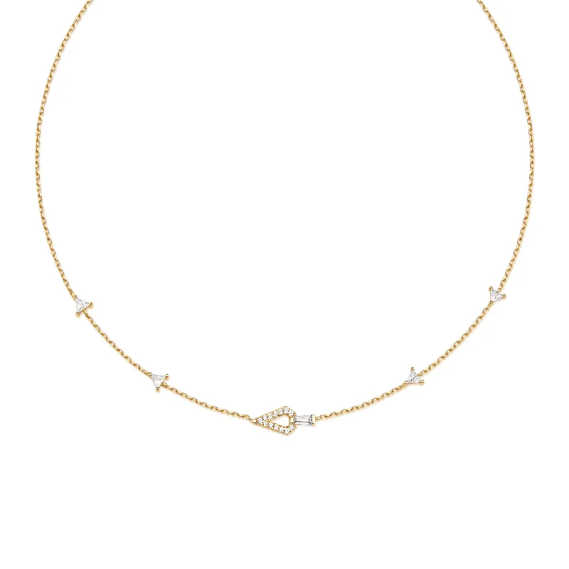 long chain necklace for layering-Gold Geometric Satellite Necklace