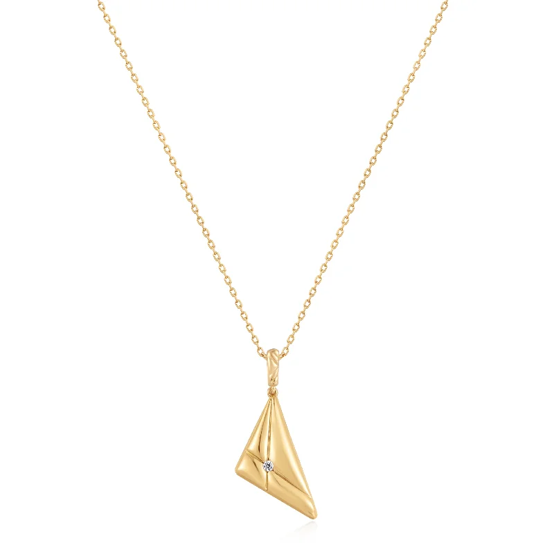 birthstone pendant necklace for family-Gold Triangle Pendant Necklace