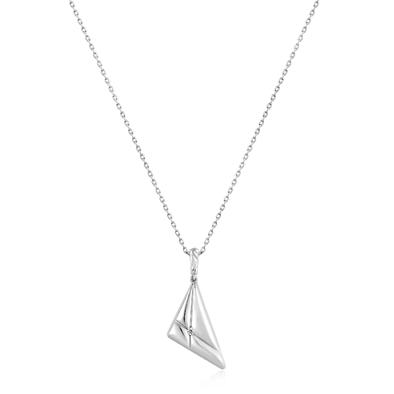 hand-crafted gold necklace for women-Silver Triangle Pendant Necklace