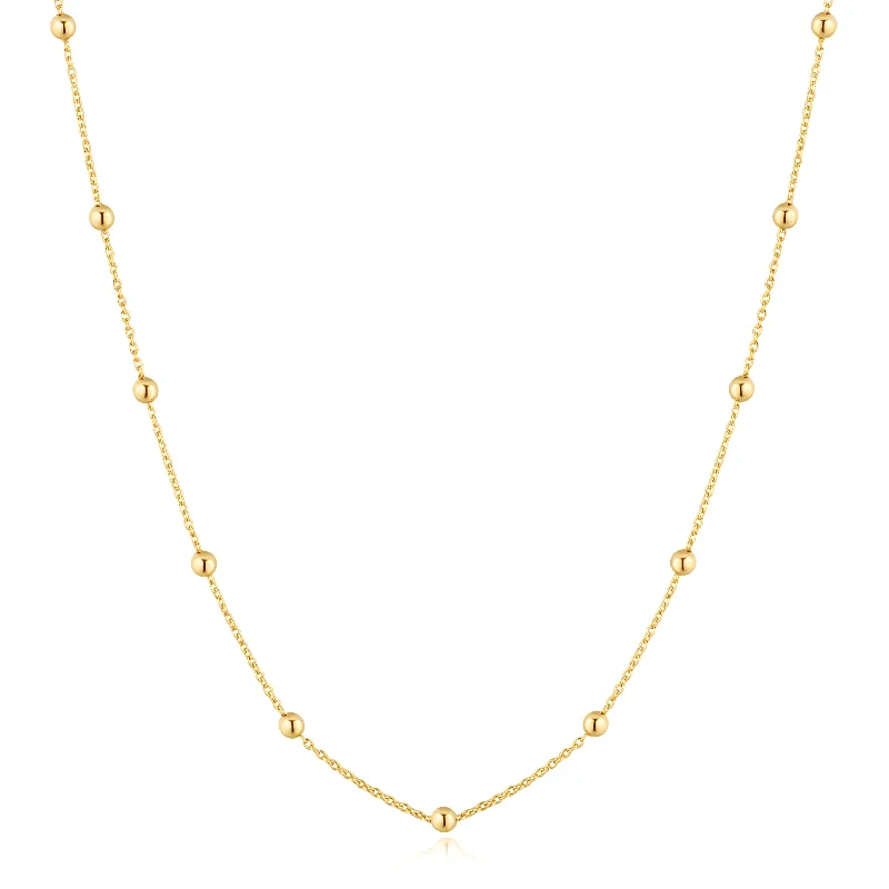 luxury diamond necklace for weddings-Gold Beaded Chain Necklace