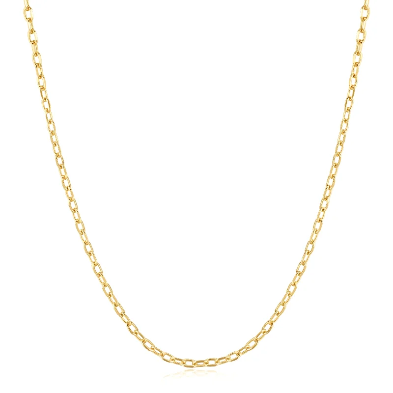 simple silver pendant necklace-Gold Rectangle Link Chain Necklace