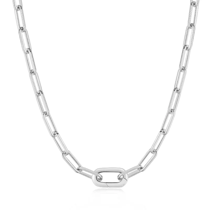 leather pendant necklace for women-Silver Linked Chunky Chain Necklace