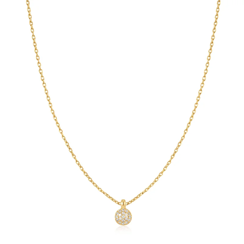 diamond solitaire necklace for gifts-Gold Sphere Pavé Necklace