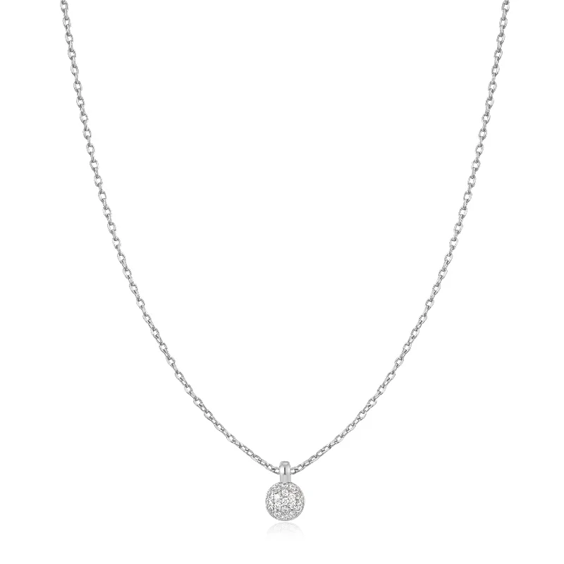 zodiac constellation necklace for women-Silver Sphere Pavé Necklace