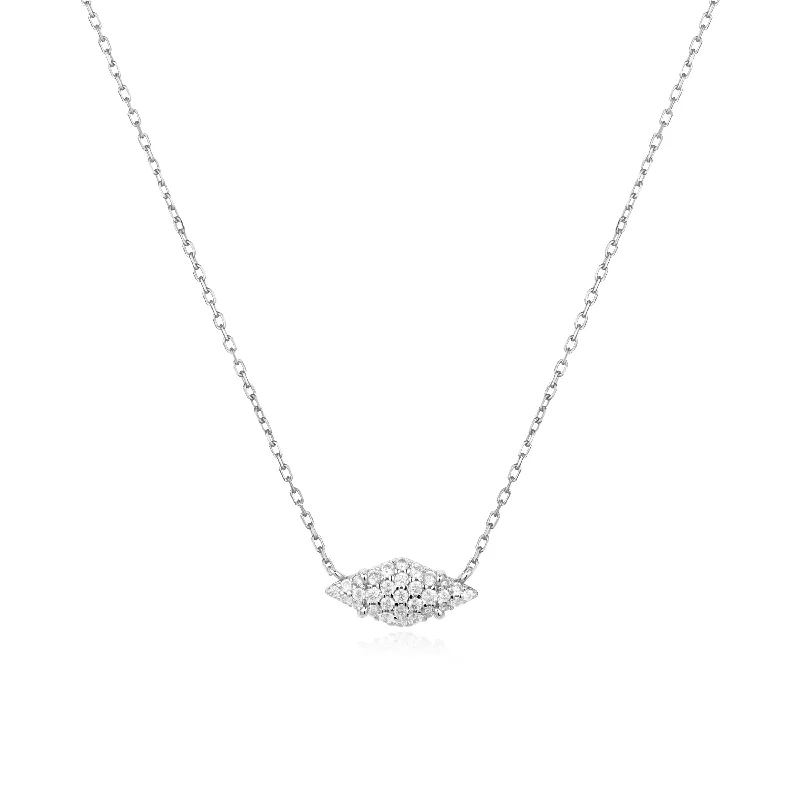 fashion choker necklace for teens-Silver Pavé Sparkle Necklace