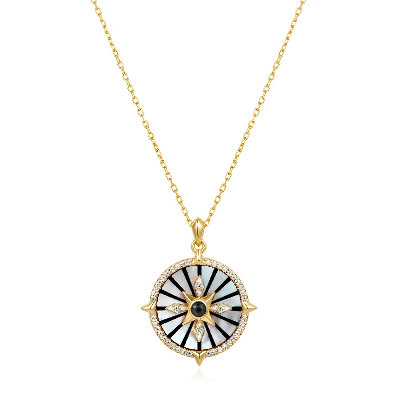 silver hoop necklace for women-Gold Astrolabe Necklace