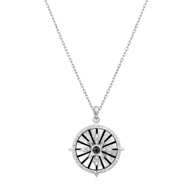 dainty gold heart necklace-Silver Astrolabe Necklace