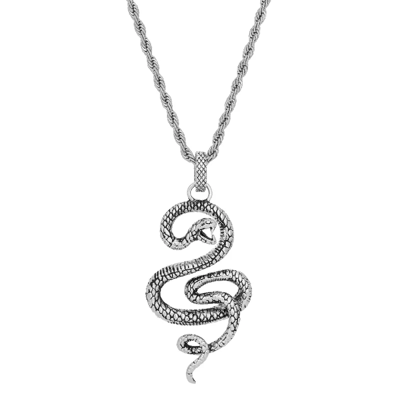 men’s leather chain necklace-Python Necklace