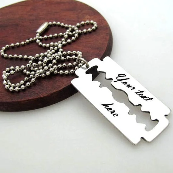 beaded necklace for women’s fashion-Razor Blade Personalized Necklace, Custom Necklace