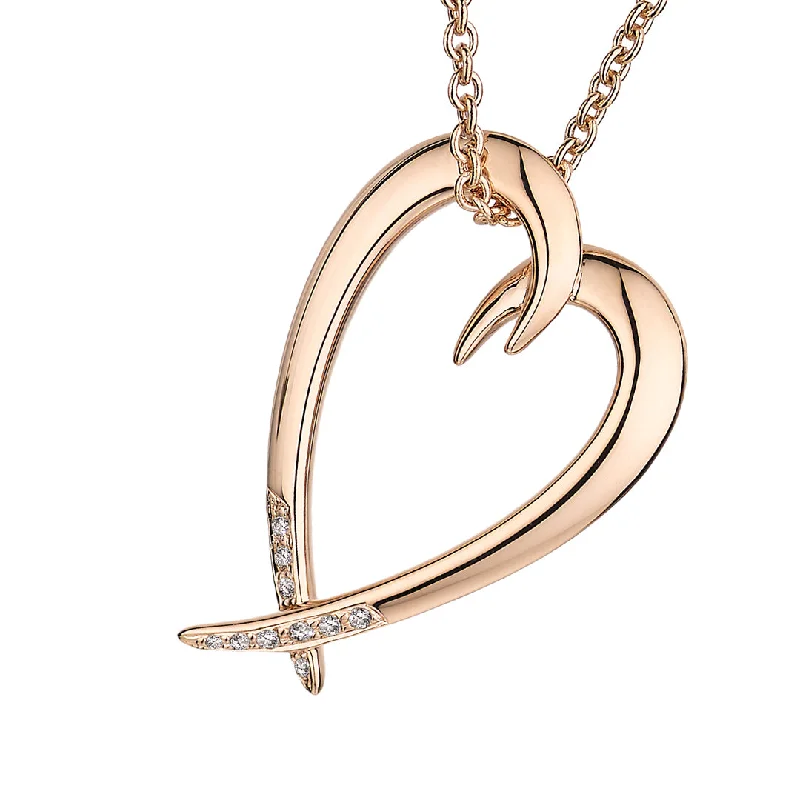 layered chain necklace for layering-Hook Heart  Pendant - Rose Gold Vermeil & Diamond