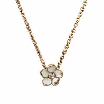 personalized mom necklace-Cherry Blossom Flower Pendant - Rose Gold Vermeil & Diamond