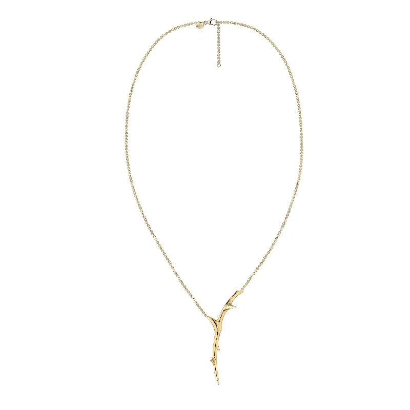 moon phase necklace for women-Rose Thorn Single Drop Pendant - Yellow Gold Vermeil