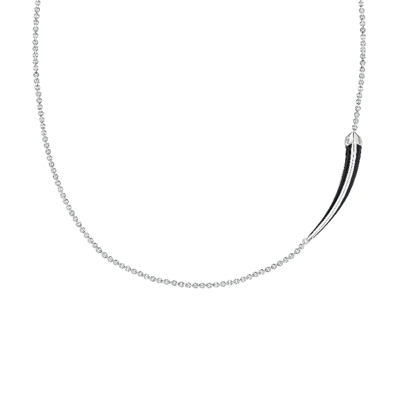 gemstone chain necklace for men-Sabre Deco Small Necklace - Silver & Black Ceramic