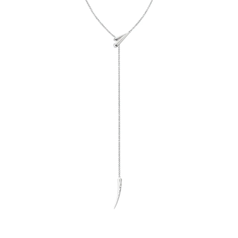 star pendant necklace for girls-Sabre Deco Long Drop Necklace - Silver