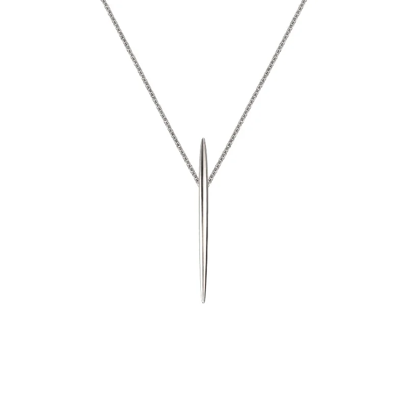 fashion crystal heart necklace-Quill Long Pendant - Silver