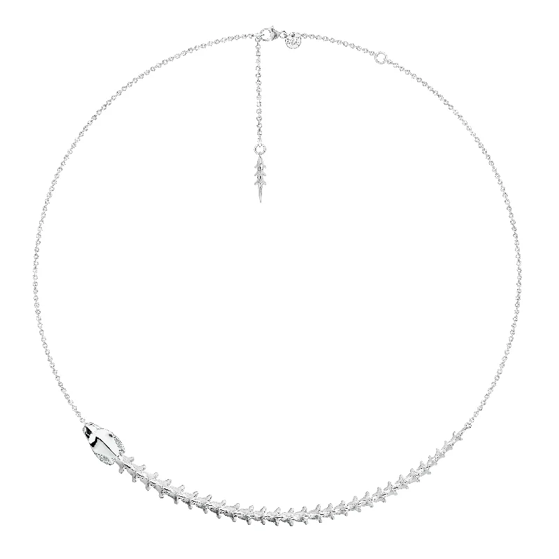 beaded statement necklace for women-Serpent's Trace Necklace - Silver