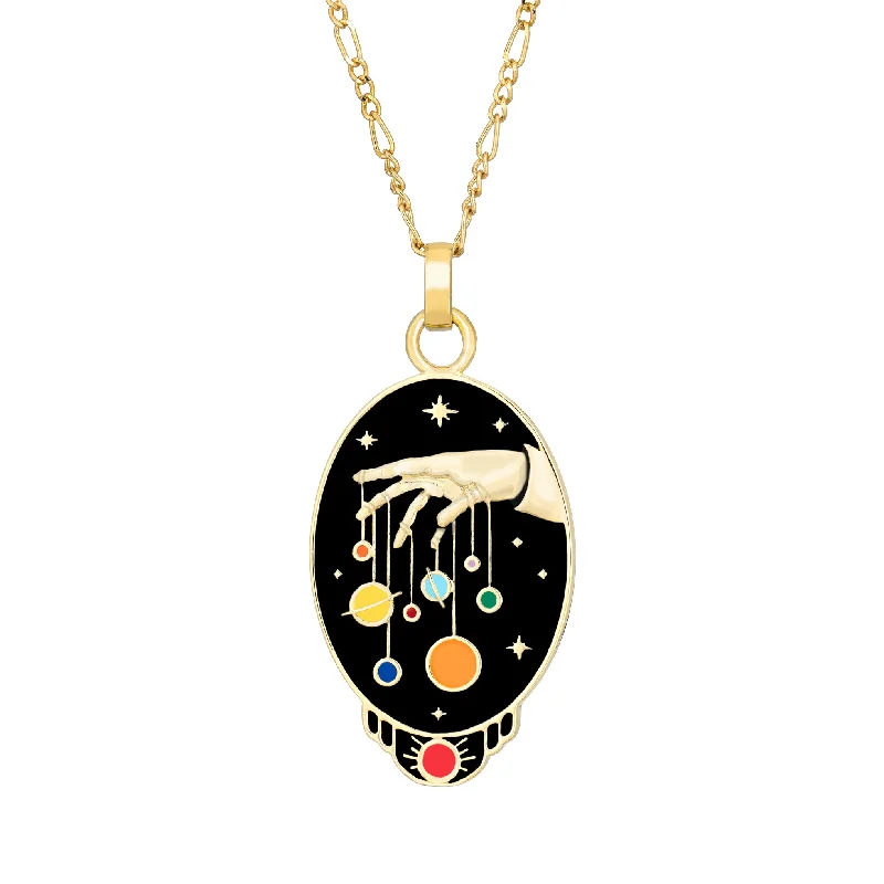 minimalist pendant necklace for teens-Solar System Necklace