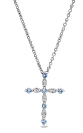 custom-made charm necklace for women-Sterling Silver Aquamarine Necklace