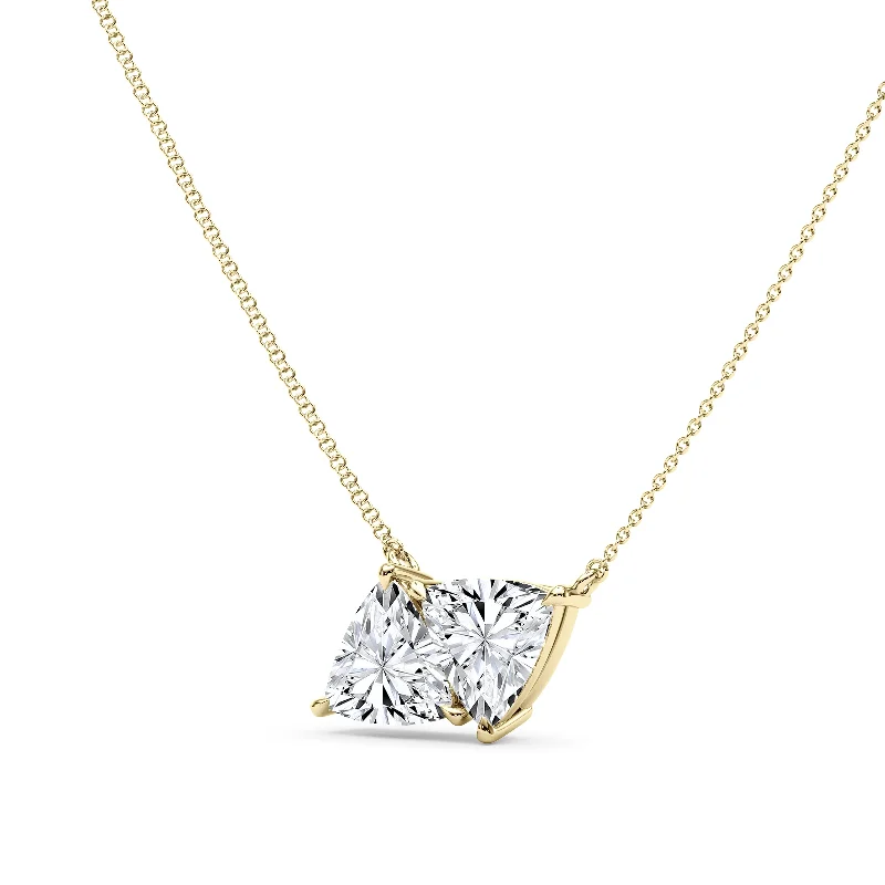 trendy rhinestone necklace for women-Twin Trillian Diamond Pendant