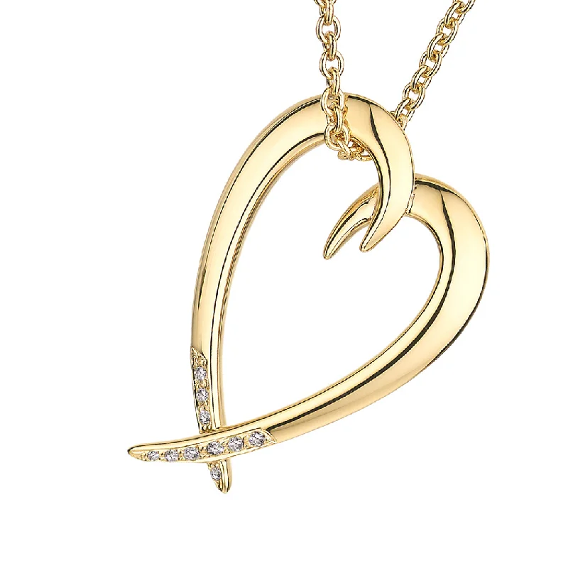 minimalist diamond necklace-Hook Heart Pendant - Yellow Gold Vermeil & Diamond