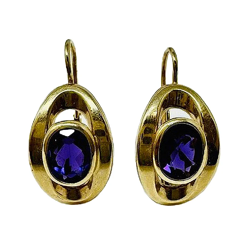 chic gemstone ear cuffs for a trendy touch -14K Gold Drop Earrings with Amethyst