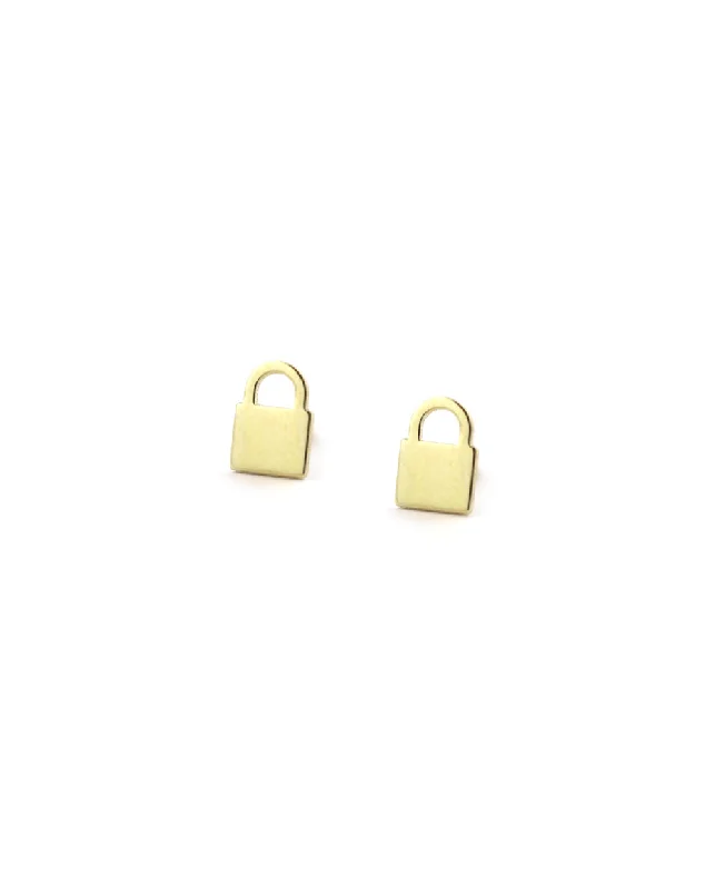 modern ear cuffs for contemporary fashion -14K Gold Padlock Studs