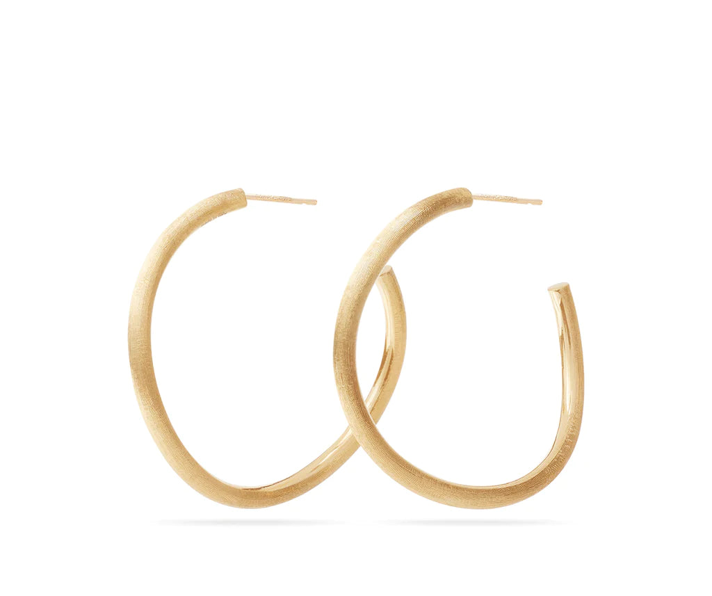 luxurious pearl earrings for bridal fashion -Marco Bicego Jaipur Collection Gold Medium Hoop Earrings