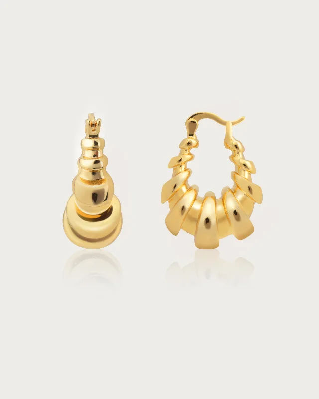 boho chic earrings for free-spirited fashion -Croissant Hoop Earrings in Gold