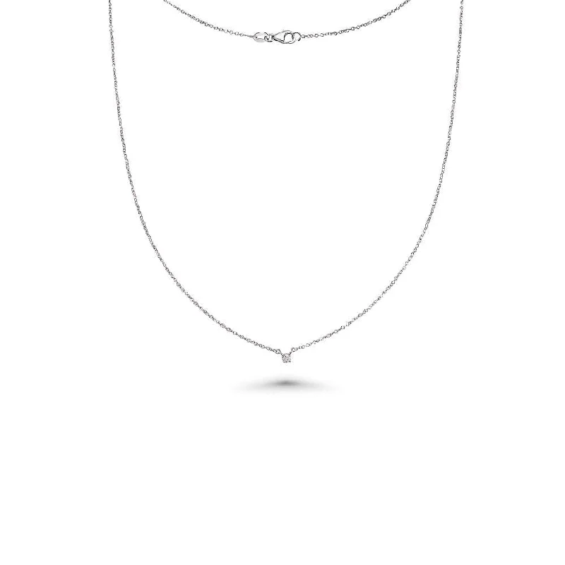 diamond choker necklace for women-Diamond ct. 0.03-0.08 Round Solitaire Necklace, 14K Gold Micro Diamond Necklace