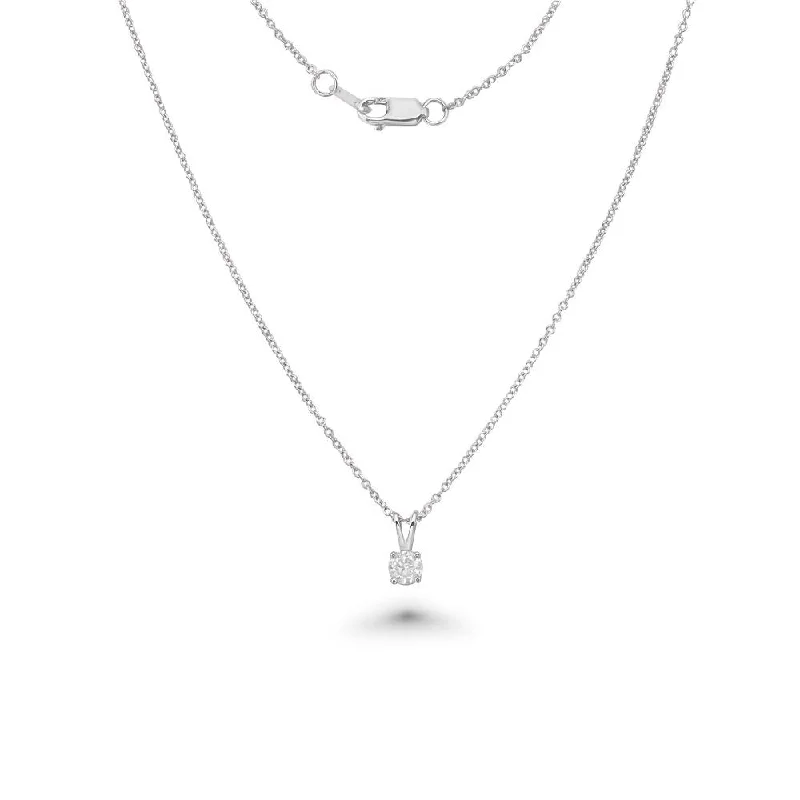 simple pendant necklace for men-Diamond Solitaire Pendant Necklace (0.05-0.20 ct.) in 14K Gold