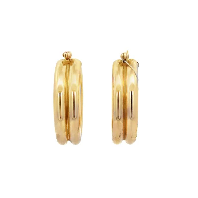 floral drop earrings for feminine elegance -Double Hoop Earrings in Yellow Gold