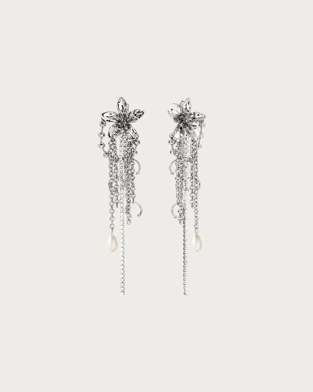 silver hoop earrings for classic style -Flora Earrings