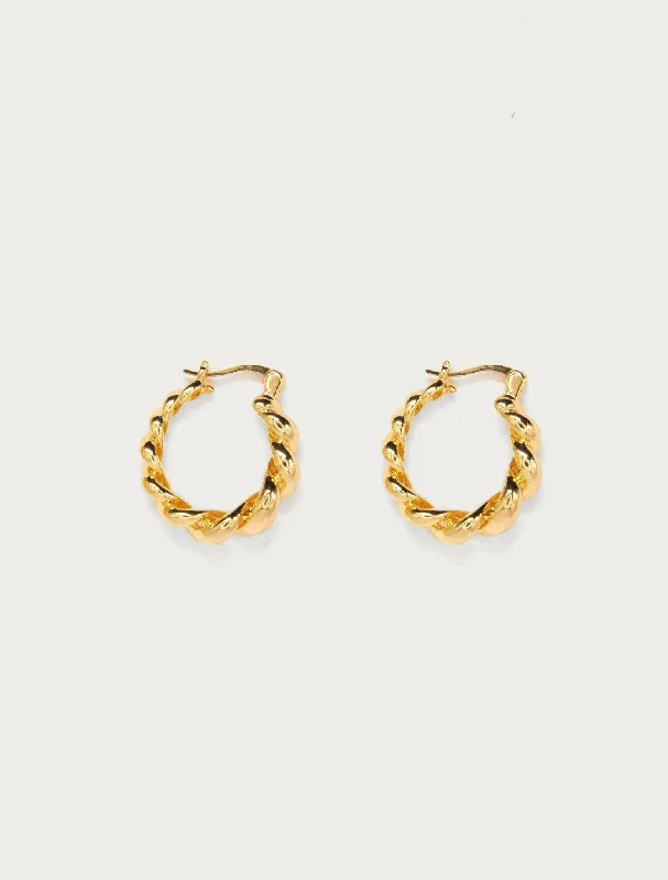 quirky geometric earrings for unique style -Gold Twisted Hoop Earrings