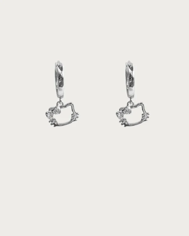 sparkling rhinestone hoops for a bold statement -Kitty Hoop Earrings in Silver