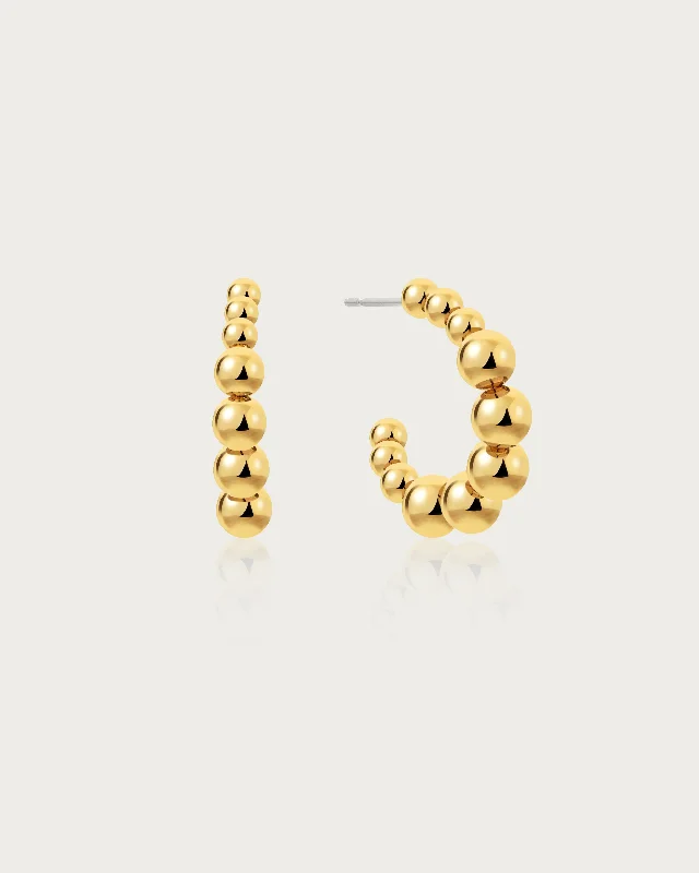 gold leaf earrings for a natural touch -Sphere Hoop Earrings