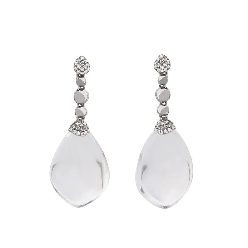 trendy dangle earrings for fashion-forward looks -Molten Drop Earrings w/ Crystal & Diamonds in Sterling Silver