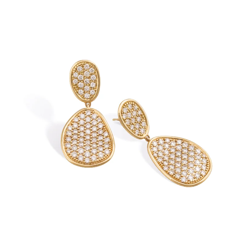 polished silver earrings for everyday elegance -Lady's Yellow 18 Karat Pave Lunaria Earrings