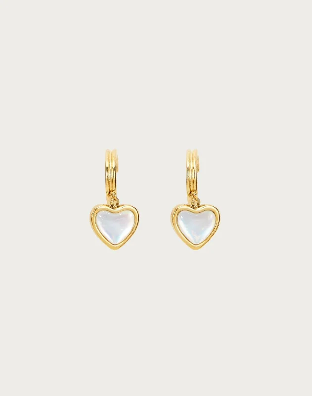 vintage diamond earrings for classic beauty -Pearlescent Heart Earrings