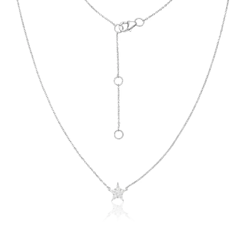 long tassel necklace for women-Pie Cut Diamond Star Shape Pendant Necklace (0.20 ct.) in 14K Gold